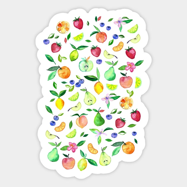 Fresh Fruit - a watercolor pattern Sticker by micklyn